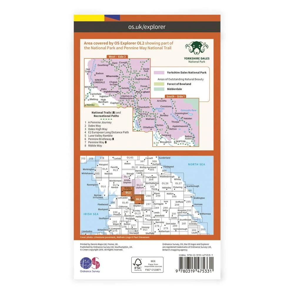 OS Explorer Laminated / Yorkshire Dales South & West - Image 2