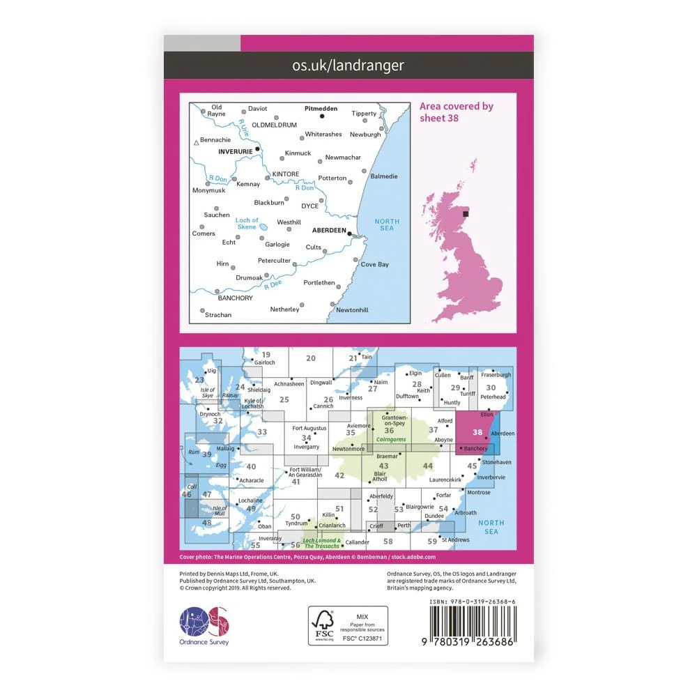 OS Landranger / Aberdeen, Inverurie, Pitmedden - Image 2
