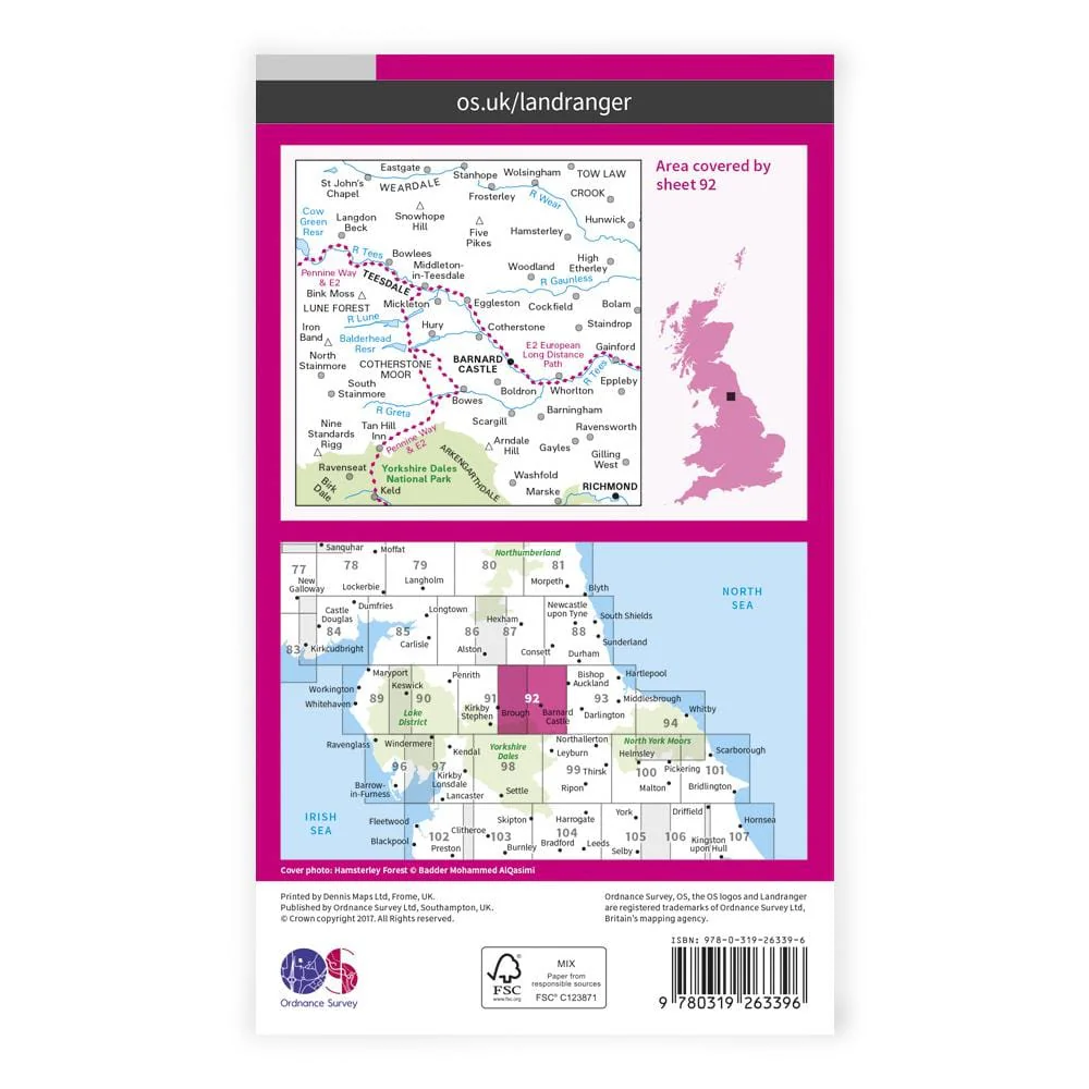 OS Landranger / Barnard Castle & Richmond - Image 2