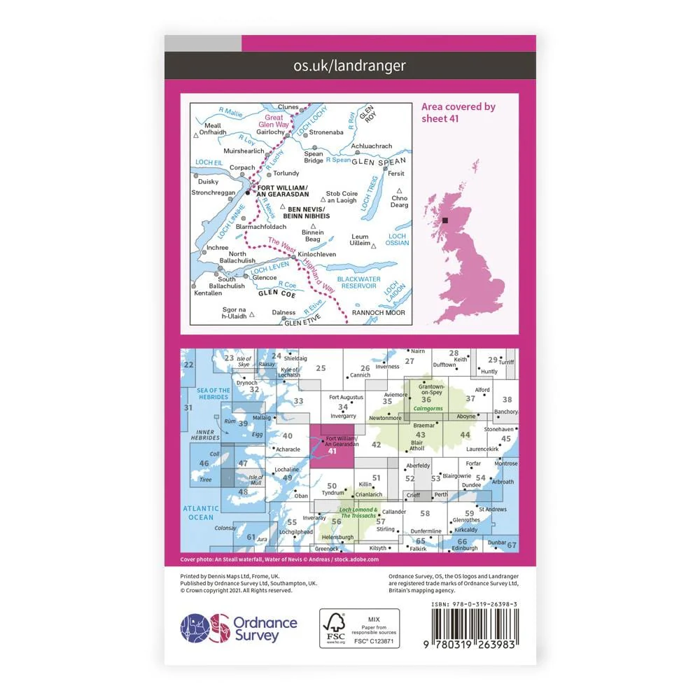 OS Landranger / Ben Nevis Fort William - Image 2