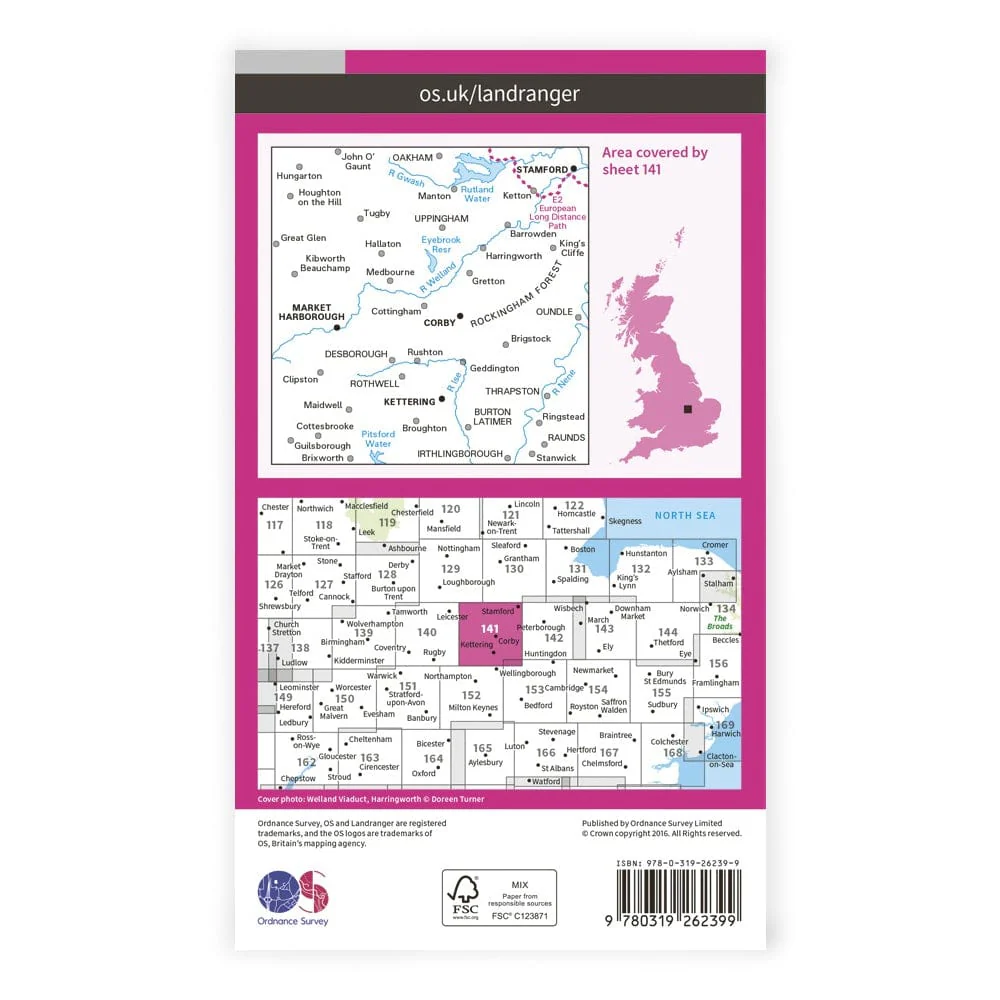 OS Landranger / Kettering & Corby - Image 2