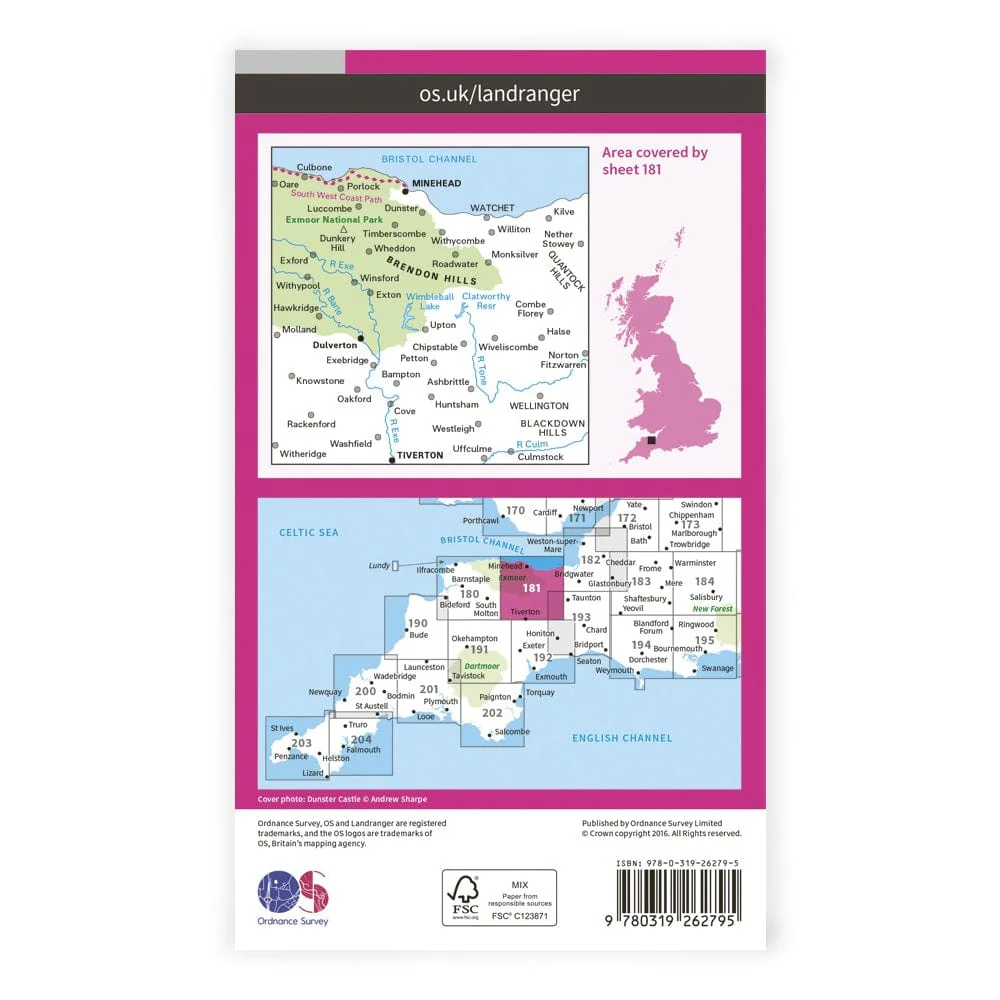 OS Landranger / Minehead & Brendon Hills - Image 2